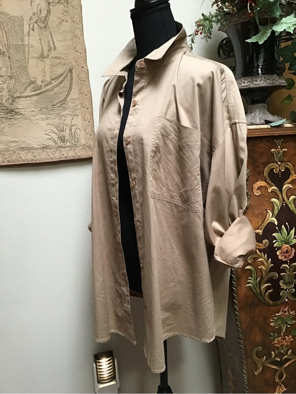American Eagle Outfitters Beige Oversized Button-Up Shirt Jacket